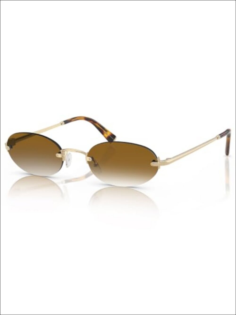 Rimless Oval Sunglasses with UV400 Protection Lightweight Metal